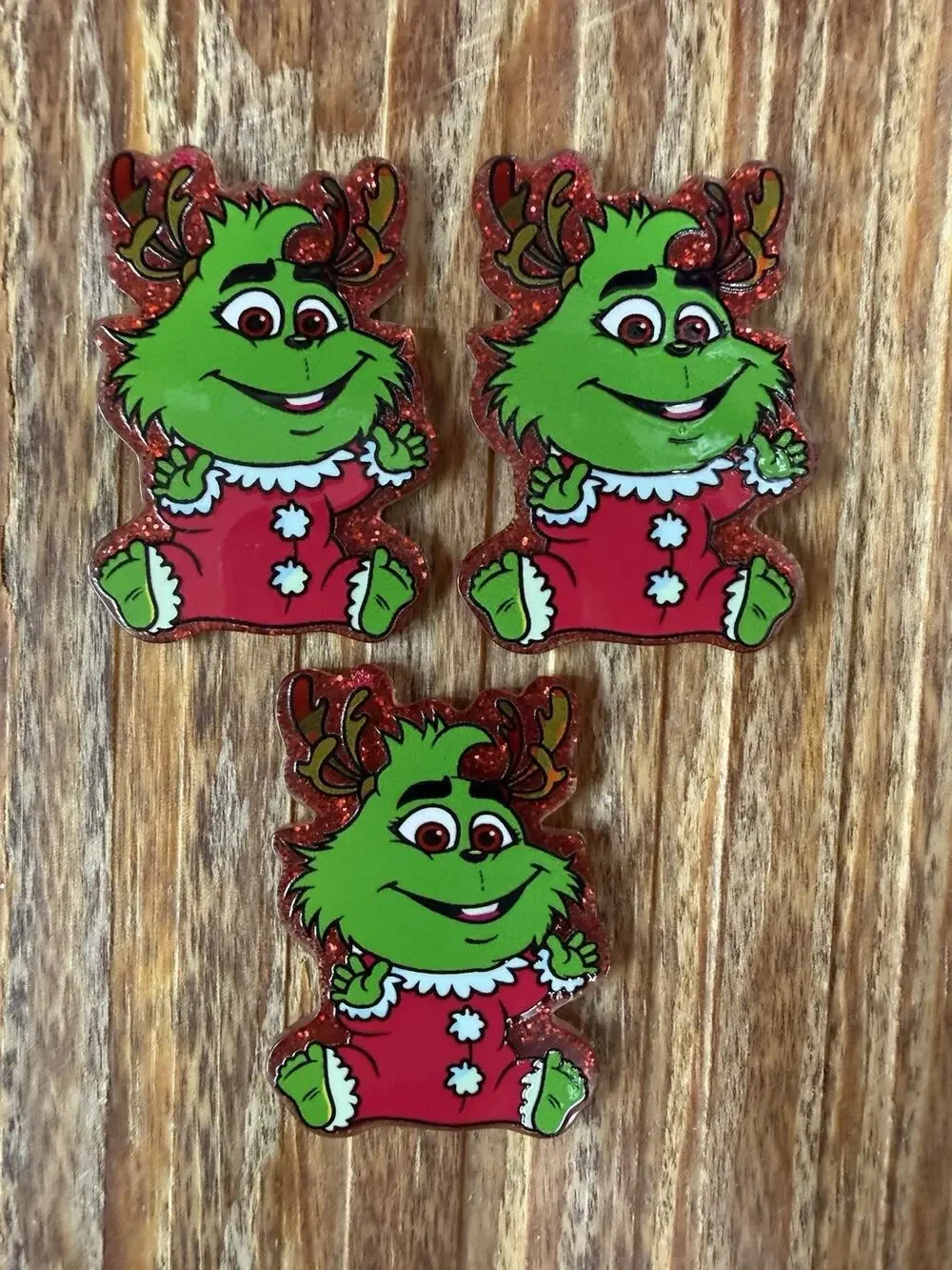 3 Pc Baby Reindeer Grinch Acrylic Flatbacks